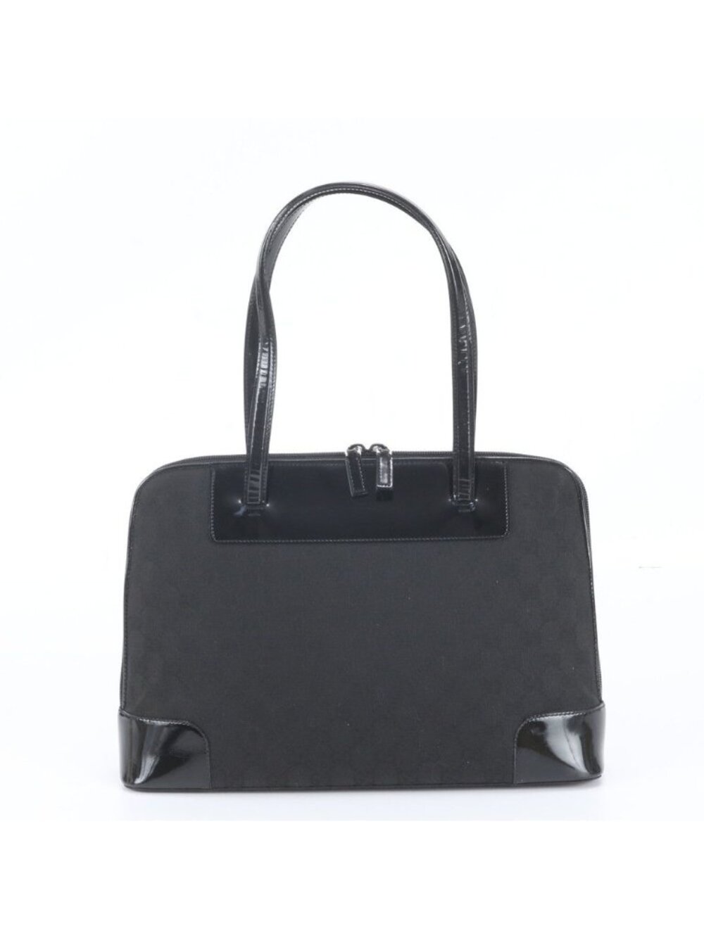 Gucci GG Canvas Leather Tote Shoulder Hand Black